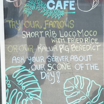 Photo of Moena Café - Honolulu, HI, United States. Menu sign front of the Resturant entrance *9/13/19