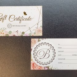 Bek’s Boutique & Gifts - We have gift certificates available, card and envelope included with purchase.