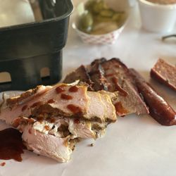Rudy's "Country Store" and Bar-B-Q - Turkey, lean brisket and jalapeño cheddar sausage