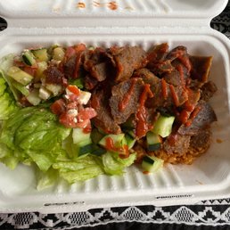 Beef kofta with spicy chili, brown rice, Rice and Salad Bowl
