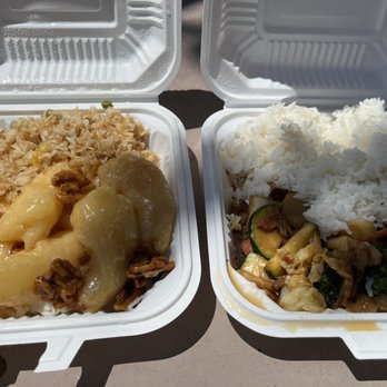 Sunflower Garden - Honey walnut prawn and happy family lunches - egg rolls not pictured - Chinese Near Me - Martinez, California