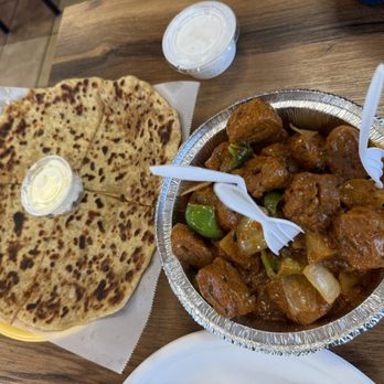 Saattvik Indian Dhaba - Soya chaap curry and Muli Parantha - Vegetarian Near Me - Fremont, California Saattvik Indian Dhaba - Soya chaap curry and Muli Parantha - Vegetarian Near Me - Fremont, California
