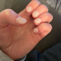 Orchard Park Nails & Spa - Dip manicure - the nail product is off my nails and on my skin.