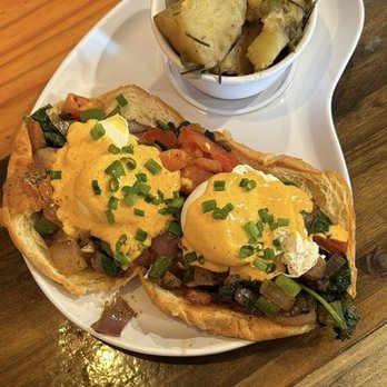 Two Chicks Café - CBD - Veggie Benedict - Breakfast & Brunch Near Me - New Orleans, Louisiana Two Chicks Café - CBD - Veggie Benedict - Breakfast & Brunch Near Me - New Orleans, Louisiana