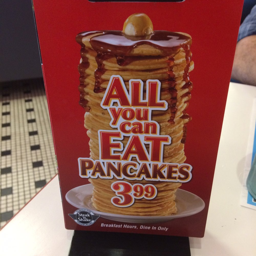 Steak ’n Shake - All you can eat pancakes. Good to know. - American Near Me - Sunrise, Florida Steak ’n Shake - All you can eat pancakes. Good to know. - American Near Me - Sunrise, Florida