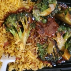 Hong Kong - Delicious Tender Beef & Broccoli  with Pork Fried Rice. You can order White Rice, or just Fried Rice..Shrimp Fried Rice Etc
