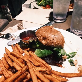 bellagreen - Lamb Burger and sweet potato fries - New American Near Me - Houston, Texas