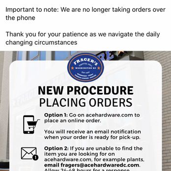 Frager’s Ace Hardware - New Online ordering Procedure - Hardware Stores Near Me - Washington, DC, District of Columbia Frager’s Ace Hardware - New Online ordering Procedure - Hardware Stores Near Me - Washington, DC, District of Columbia
