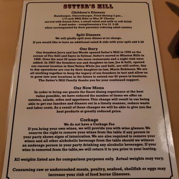 Sutter's Mill Restaurant - Menu - Steakhouses Near Me - Simi Valley, California