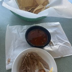 Tacos El Rey - Chips and salsa and frijoles