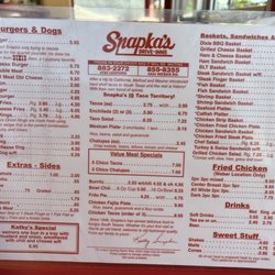 Snapka's Drive Inn - Menu 5/14/26