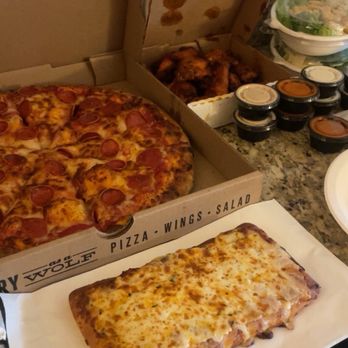 Hungry As A Wolf - Family meal: Large Peperoni pizza, Cesar salad, 12 wings, cheese bread and a 2liter soda - Pizza Near Me - Garden Grove, California Hungry As A Wolf - Family meal: Large Peperoni pizza, Cesar salad, 12 wings, cheese bread and a 2liter soda - Pizza Near Me - Garden Grove, California