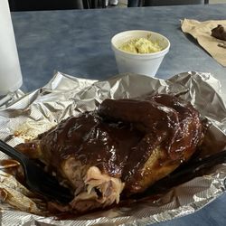 J-MACK BBQ - Half Chicken ( fell off the bone) with Potato Salad (sauce was great)