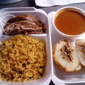 Niagara Cafe - Pork, rice & beans lunch special (prior to mixing) and a tasty Relleno de papa. - Puerto Rican Near Me - Buffalo, New York Niagara Cafe - Pork, rice & beans lunch special (prior to mixing) and a tasty Relleno de papa. - Puerto Rican Near Me - Buffalo, New York