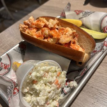 The Claw House - Warm butter lobster roll - pretty good. Needs a sauce - Seafood Near Me - Murrells Inlet, South Carolina
