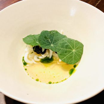 Six Test Kitchen - Squid, lardo, radish, nasturtium - New American Near Me - Paso Robles, California