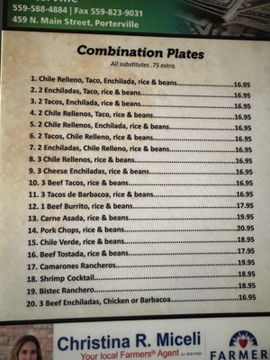 Menu photo 2 Springville El Tapatio Springville, CA