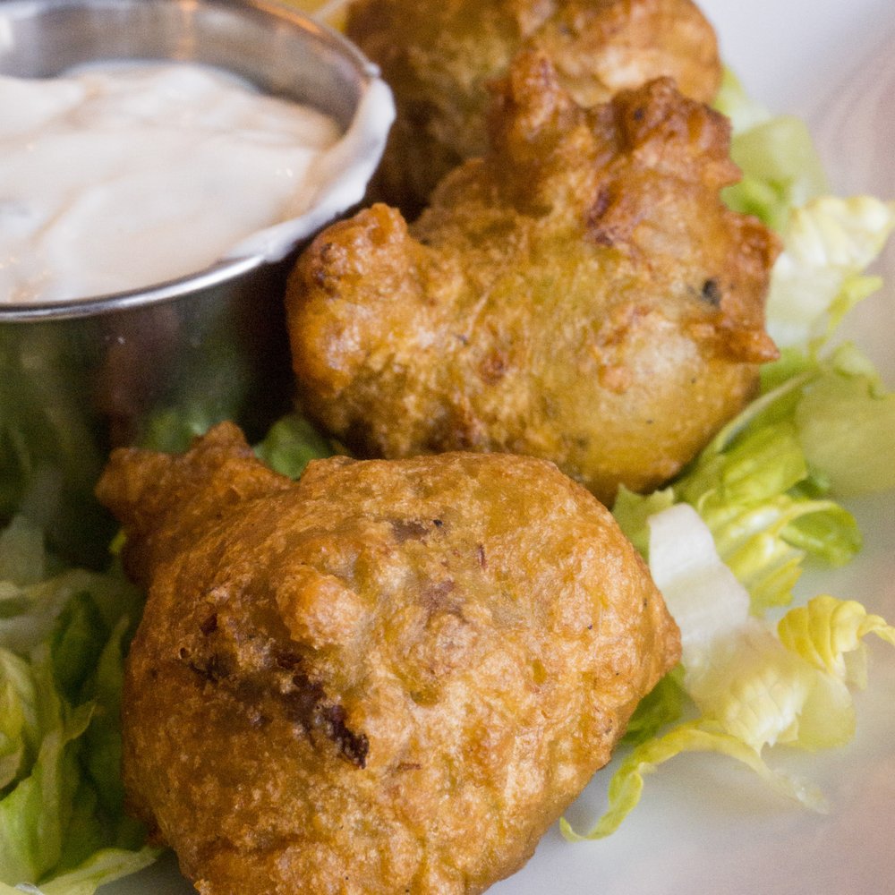 Beryl's Pepper Pot - Saltfish Fritters. Cod fish, red pepper and green onions in a light, tasty fitter. - Caribbean Near Me - Pickering, Ontario Beryl's Pepper Pot - Saltfish Fritters. Cod fish, red pepper and green onions in a light, tasty fitter. - Caribbean Near Me - Pickering, Ontario