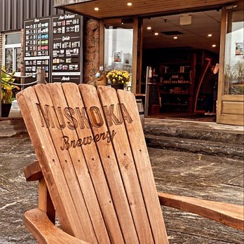 Muskoka Brewery - a wooden chair outside - Breweries Near Me - Bracebridge, Ontario Muskoka Brewery - a wooden chair outside - Breweries Near Me - Bracebridge, Ontario