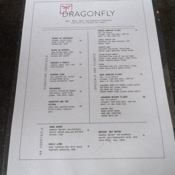 Dragonfly Sushi and Sake - Menu drinks - Sushi Bars Near Me - Gainesville, Florida