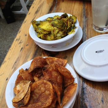 Chicago q - Complimentary house made chips and bread & butter pickles- both yummy! Loved each. - Barbeque Near Me - Chicago, Illinois