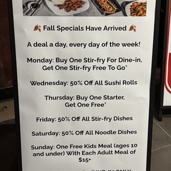 Wok n Fire SB - Specials - Sushi Bars Near Me - South Barrington, Illinois Wok n Fire SB - Specials - Sushi Bars Near Me - South Barrington, Illinois