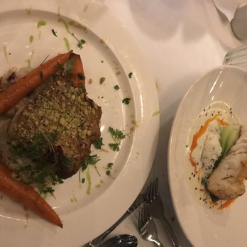 Pacifica Del Mar - Mahi on the left and seabass on the right. The mahi was not enjoyable. - New American Near Me - Del Mar, California Pacifica Del Mar - Mahi on the left and seabass on the right. The mahi was not enjoyable. - New American Near Me - Del Mar, California