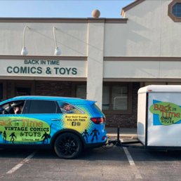 Exterior outside entrance of Back in Time Comics & Toys - Have you seen our store vehicle? - Liberty, Missouri Exterior outside entrance of Back in Time Comics & Toys - Have you seen our store vehicle? - Liberty, Missouri