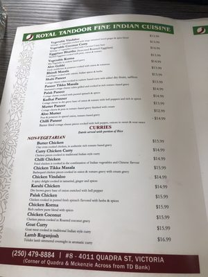 Menu photo 3 The Royal Tandoor Victoria, BC Menu photo 3 The Royal Tandoor Victoria, BC