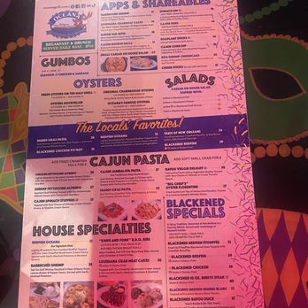 Oceana Grill - Menu - Cajun/Creole Near Me - New Orleans, Louisiana Oceana Grill - Menu - Cajun/Creole Near Me - New Orleans, Louisiana