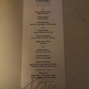 Taisho - Happy hour menu - Sushi Bars Near Me - Sherman Oaks, California