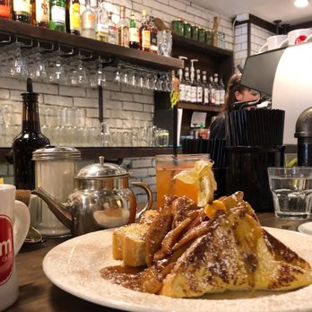 Jam Cafe on Beatty - Caramelized cinnamon and apple brioche French toast and fizzy lavender lemonade - Breakfast & Brunch Near Me - Vancouver, British Columbia