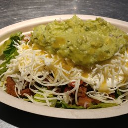 Double steak salad with cheese sour cream and guac