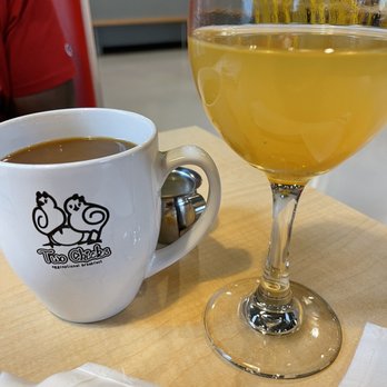 Two Chicks South - Coffee for my husband and a Bellini mimosa for me! - Breakfast & Brunch Near Me - Reno, Nevada