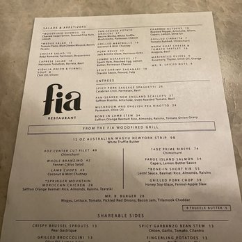 Fia Restaurant - Menu - New American Near Me - Atlanta, Georgia