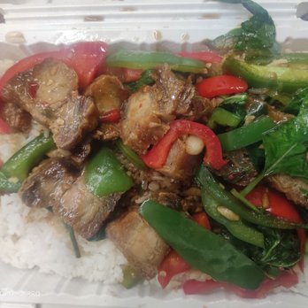 Just Thai Kitchen - JTK - KHAO BAI KAPOW with crispy pork belly..again different from pic - Thai Near Me - Boston, Massachusetts