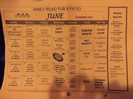 Menu photo 2 Abbey Road Pub & Patio Mississauga, ON Menu photo 2 Abbey Road Pub & Patio Mississauga, ON