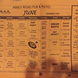 Abbey Road Pub & Patio - June's Schedule.