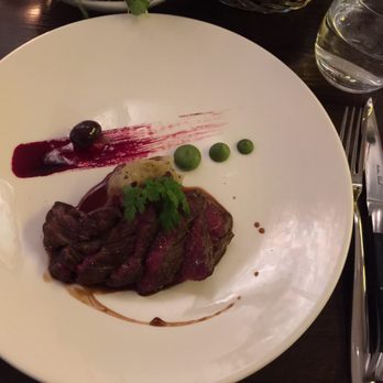 Brasserie Ambassade - Bavette, which was amazing and perfectly cooked (rare) - French Near Me - Amsterdam, New Hampshire