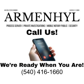 Armenhyl Group - ARMENHYL Virginia Process Server, Mobile Notary Public, Private Investigator Front Royal, Strasburg, Linden,   Markham, Luray, Marshall - Process Servers Near Me - Front Royal, Virginia