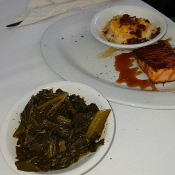SASS - Seared salmon, potatoes, collard greens - Southern Near Me - Thomasville, Georgia SASS - Seared salmon, potatoes, collard greens - Southern Near Me - Thomasville, Georgia