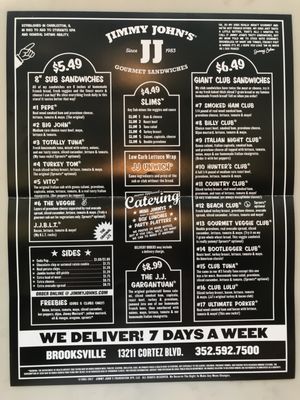Menu photo 2 Jimmy John's Brooksville, FL