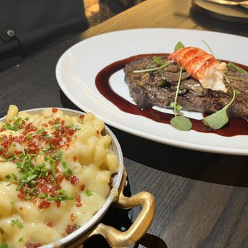 Hell's Kitchen - Mishima reserve Waygu ribeye with 3oz lobster tail and side of Mac n cheese - Cocktail Bars Near Me - Funner, California Hell's Kitchen - Mishima reserve Waygu ribeye with 3oz lobster tail and side of Mac n cheese - Cocktail Bars Near Me - Funner, California