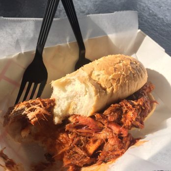 Peacock Cafe - Pulled pork hoagie $8.5 (I already ate half of it.) - American Near Me - Charleston, South Carolina