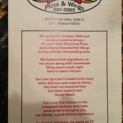 Dave's Pizza & Wings - Menu front
