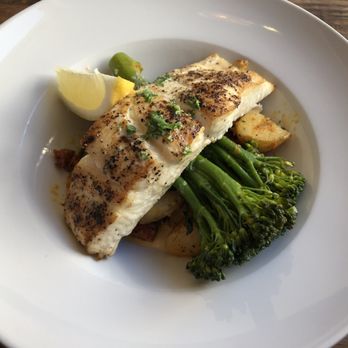 Hooked Seafood Restaurant - Pan seared halibut with bits of chorizo. So delish! - Seafood Near Me - Galway, G Hooked Seafood Restaurant - Pan seared halibut with bits of chorizo. So delish! - Seafood Near Me - Galway, G