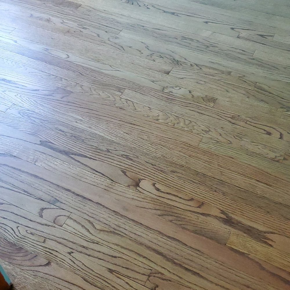 Sanded, stained, and sealed the 1926 red oak flooring in bedroom Sanded, stained, and sealed the 1926 red oak flooring in bedroom