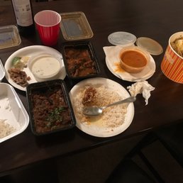 a variety of food items on a table