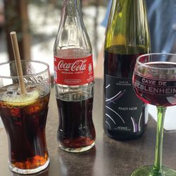 Au Tonneau - Their pinot noir (Cave de Beblenheim) was delicious! Coke served with a lemon wedge.