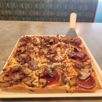 Ledo Pizza - Pepperoni, sausage and mushroom - Pizza Near Me - Tampa, Florida Ledo Pizza - Pepperoni, sausage and mushroom - Pizza Near Me - Tampa, Florida
